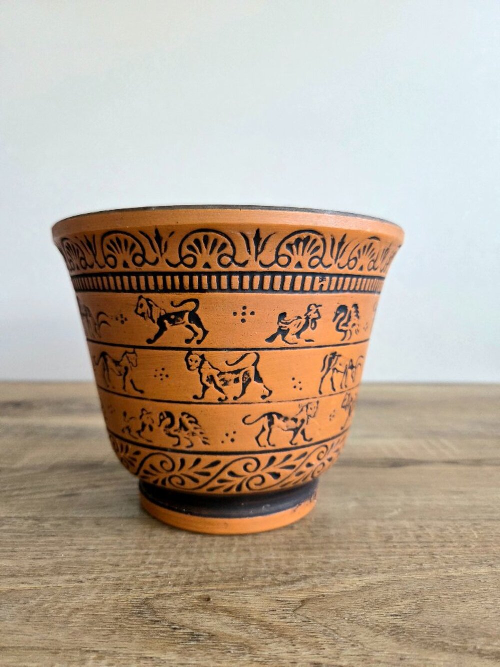 Vintage 60s 70s Rogild Denmark Pottery Planter Greek Revival Style Animal Motif